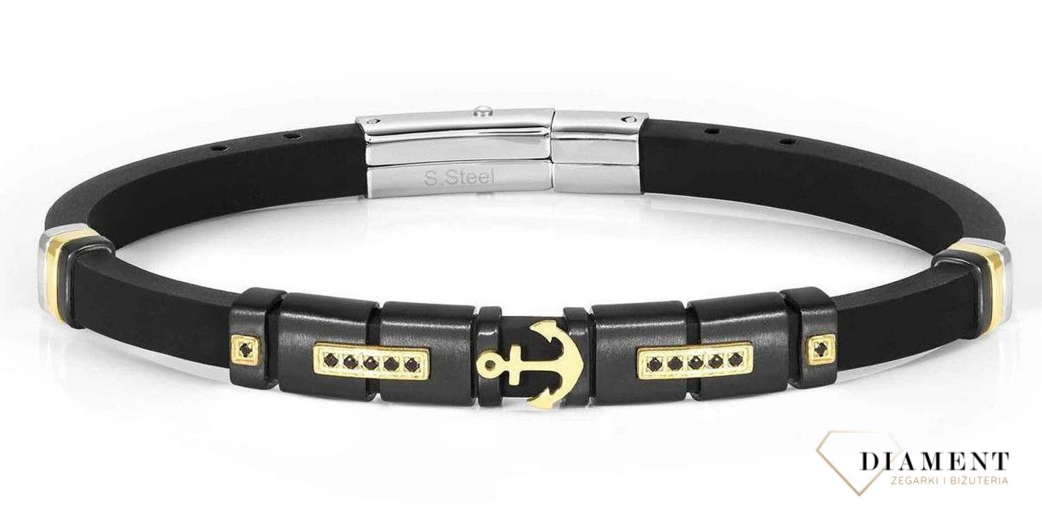 Bransoletka męska Nomination City z kotwicą i czarnymi cyrkoniami 028817 002. Czerń pasuje do każdego koloru, tak więc bransoletka jest poprzez swój kolor uniwersalna i bardzo praktyczna (2).jpg